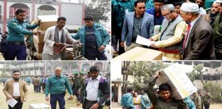সকাল থেকে কেন্দ্রগুলোতে ভোট সরঞ্জাম বিতরণ চলছে