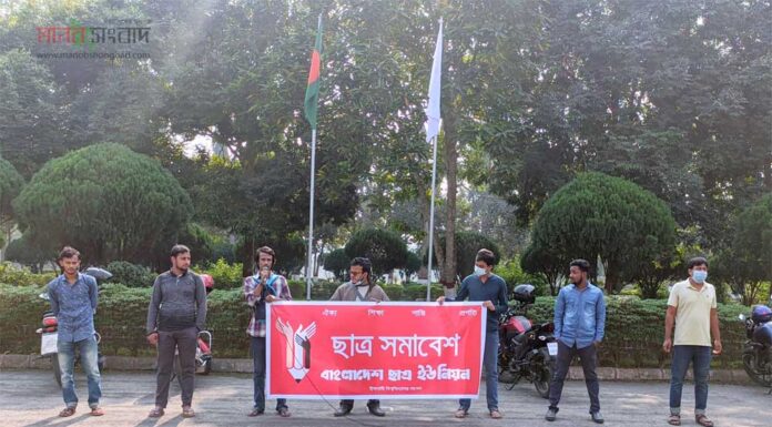 হল খুলে পরীক্ষা নেয়ার দাবিতে ইবিতে ছাত্র সমাবেশ